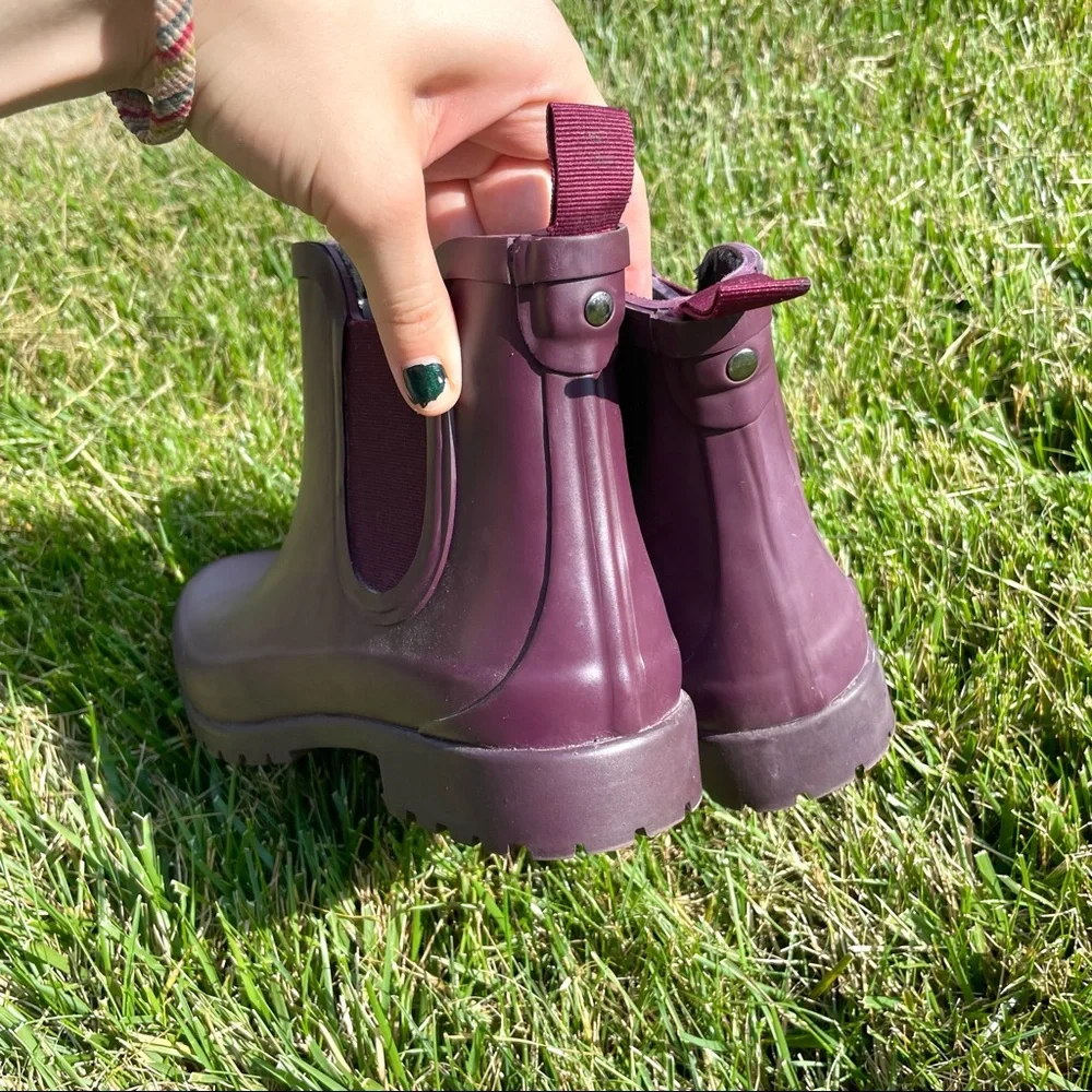 purple ankle rain boots - Picture 3 of 5